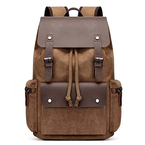 Vintage Canvas Backpack Casual Daypacks Travel Rucksack for Men Women Laptop Backpack College School Bag Outdoor Hiking Camping Coffee — view 2