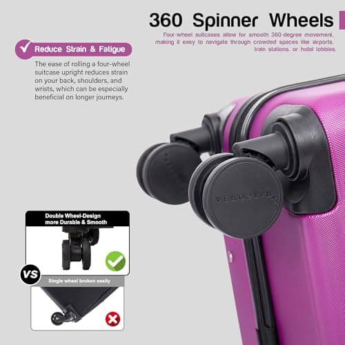 Aerostar 28" Large Suitcase Super Lightweight 4 Wheel Dual Spinner ABS Hard Shell Check in Luggage with Integrated Combination Lock for 23kg (Purple, 100 Litre) — view 5