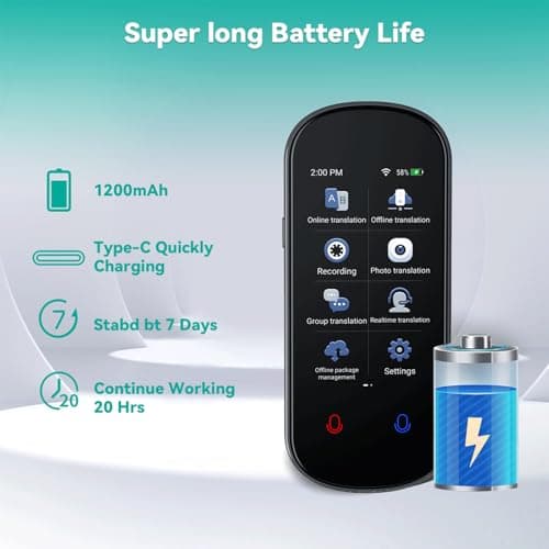 Language Translator Device, AI Instant Translator with 139 Languages Two-Way Real-Time Voice Translation, Online/Offline/Photo/Recording Translation, Portable Translator for Travel Business Learning — view 3
