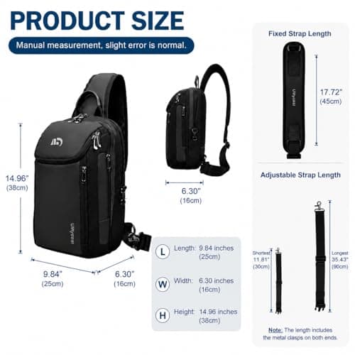 UMydeal Sling Bag Mens Crossbody Bag RFID Anti Theft Travel Shoulder Bag — view 4