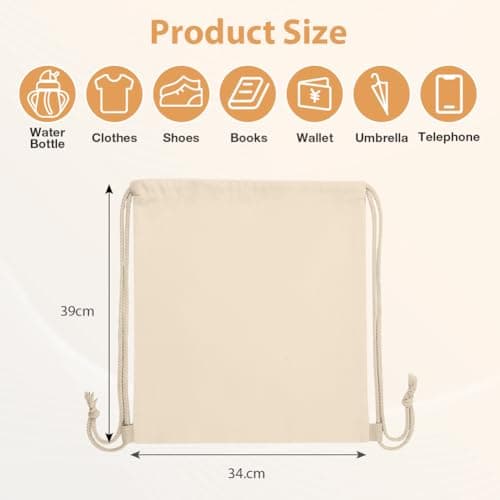 HAGOT 2 Pack Drawstring Gym Bags Cotton, Draw String Backpack, Cotton Shopping Bags, Suitable for Sports, Gym, School, Travel — view 2
