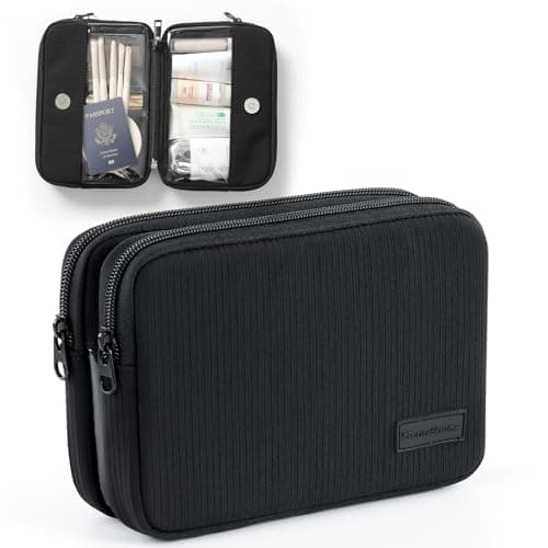 EPEDAL24 Preppy Makeup Bag, Rectangle Double Detachable Cosmetic Organizer, Clear Side Panel Portable Travel Pouches & Brushes Case for Beauty & Tech Accessories, Gift for Women
