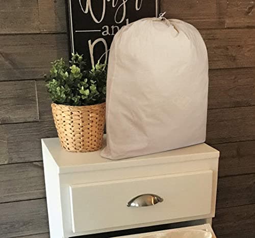 Laundry Bag Large (50 X 75 Cm | Pack of 2) Heavy duty 100% Cotton Canvas natural color fabric Draw Strings Organizer travel camp home college Dorm Dirty cloth plain Big Santa Sacks storage — view 6