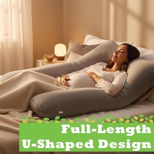 Nicola Spring Pregnancy Pillow for Sleeping - U Shaped Full Body Maternity Pillow with Storage Bag, Pregnancy Support Pillow for Back, Belly, Hips, Legs & Neck, Side Sleeper Cushion, Grey — view 3