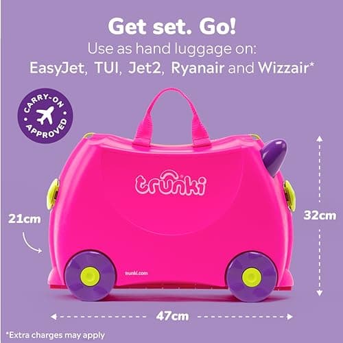 Trunki Children’s Ride-On Suitcase and Kid's Hand Luggage | Ideal 3 Year Old Girl Gift : Trixie (Pink) — view 2