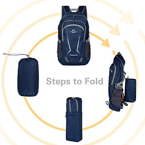 Loocower 45L Lightweight Foldable Backpack Walking Rucksack Hiking Daypack Packable Camping Travel Outdoor Sport Knapsack for Men Women - Blue — view 3