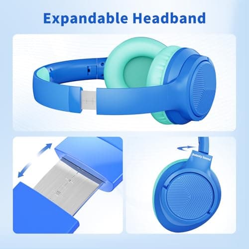 Headphones Wired with Microphone, 3.5mm Corded Headphones for School, Blue — view 3