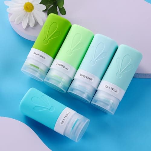 INSFIT Travel Bottles for Toiletries, CAA Approved 60ml Travel Size Containers, BPA Free Leak Proof Squeezable Silicone Tubes for Shampoo Conditioner Lotion Soap with Labels — view 5