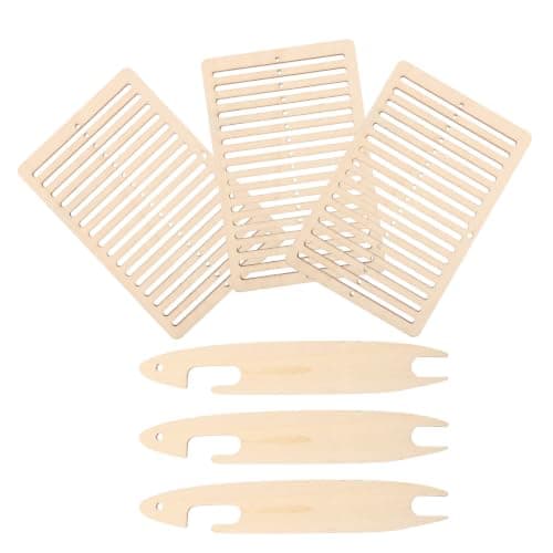 MOBUTOFU 3 Sets Wooden Weaving Loom Kit with Shuttles, Portable Craft Set