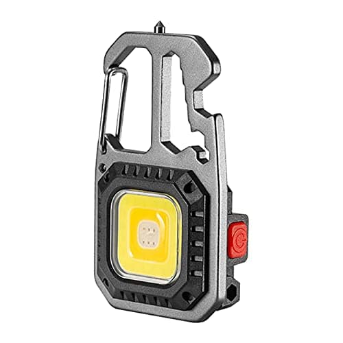 Mini Rechargeable Keychain Flashlight 7 Lighting Modes Portable Cob Light With Corkscrew Screwdriver For Outdoor Fishing Hiking Camping Emergency (Dark Gray, One Size)