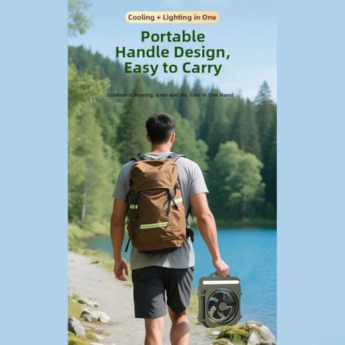 Portable Camping Fan Solar Powered Lightweight(Apricot) — view 2