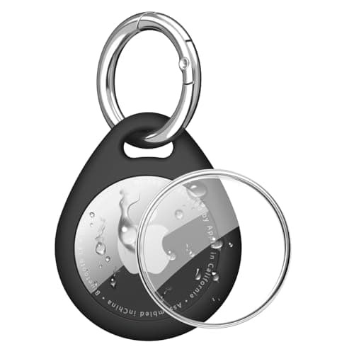 Case for AirTag Holder, Air Tag Case with Keychain, [Fit Tightly Design] [Easy to Install] [Hold Air Tag Securely] Waterproof TPU Shell Protective Cover with 304 Stainless Steel Keychain Key Ring