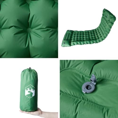 Kaloriko Self-Inflating Sleeping Mat Green with Cushion 200 x 75 x 10.5 cm 40D Nylon Camping Mat for Outdoor Trekking Hiking Travel Festival with Carry Bag and Repair Kit — view 4