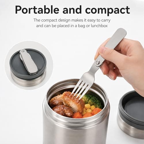 4PCS Travel Fork and Spoon Set, Folding Fork and Spoons Set Stainless Steel Spoons Forks for 10oz Food Jars Replacement Foldable Spoon and Forks Sets for Travel Camping Picnic Outdoor Activities — view 4