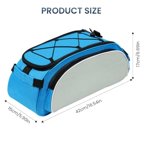 Alaoo Bicycle Trunk Bag, 10L 3-in-1 Reflective Pannier Bags, Bicycle Trunk Shoulder Handbag Bag for Commuters and Urban Cycling, Blue — view 2