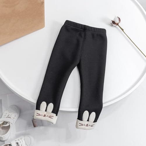 Kids Winter Leggings for Girls Boys, Thick Velvet Warm Pants with Fleece Lining, Soft Thermal Tights for Toddlers and Children, Size 12 Months to 4 Years (Black, 2-3 Years) — view 3
