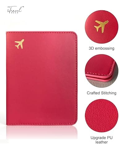toTravelGear Passport Holder for Travel Essentials,RFID Blocking Passport Cover Case for Travel Accessories,Travel Wallet for Women Men, Wine Red, 5.5 x 4 inches, Compact, Minimalist — view 4