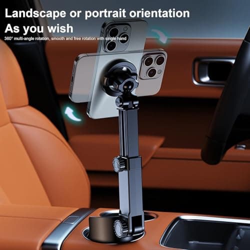 Cup Phone Holder,2-in-1 360 Rotating Magnetic Non-Slip | Cup Phone Holder for Car | for Auto Vehicle Truck SUV RV Interior Road Trip Travel Driver Men Women — view 4