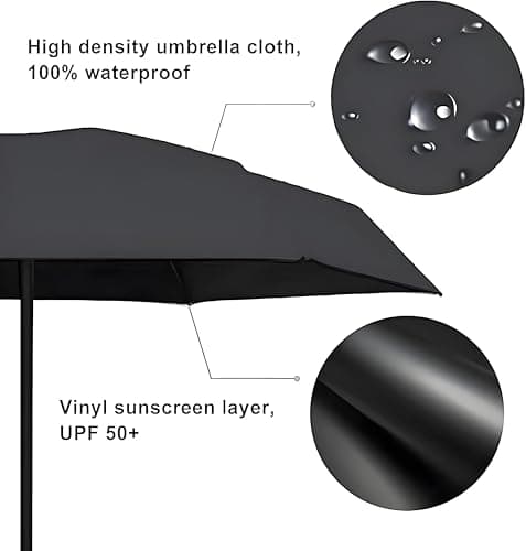Mini Folding Umbrella, Portable UV Umbrella with Storage Box, 6 Ribs Mini Travel Sturdy Pocket Umbrella, Small Light-Weight Waterproof, Portable Compact Folding Umbrella for Women Men Girls, Black — view 5