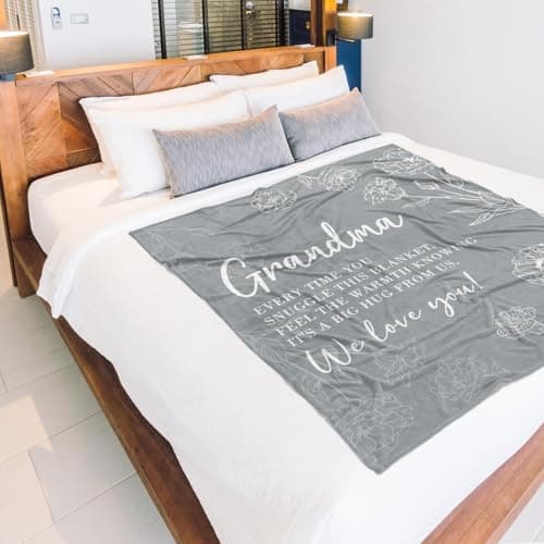 Niyewsor Grandma Gifts, Grandma Floral Blanket 50" x 60", Gray — view 5