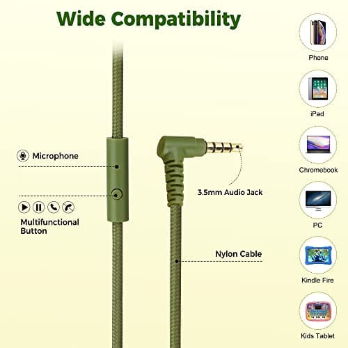 Yomuse C89 Kids Headphones Wired with Microphone for School Travel — view 5