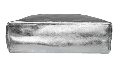 LeahWard Women's Genuine Italian Hand Made Leather Shoulder Bags, A4 College School Work Business Bags (Silver) — view 4