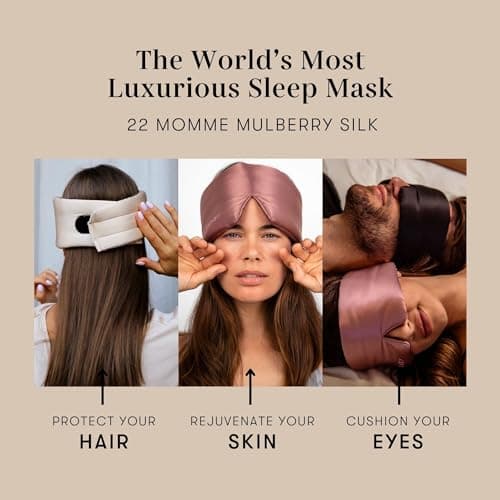 DROWSY Silk Sleep Mask. Face-Hugging, Padded Silk Cocoon for Luxury Sleep in Total Darkness (Dusty Gold) — view 5