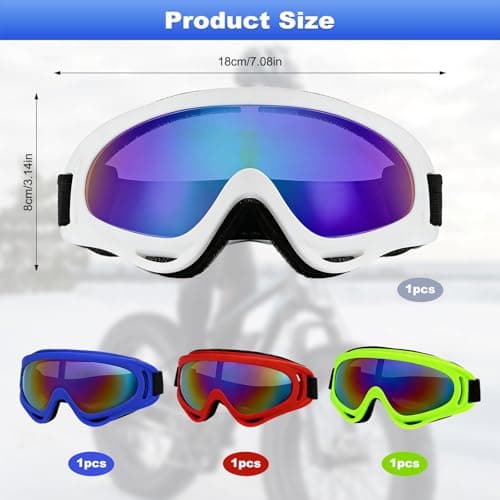 4 Colour Bike Motorcycle Goggles, UV400 Eyewear, Motocross Helmet Glasses — view 2