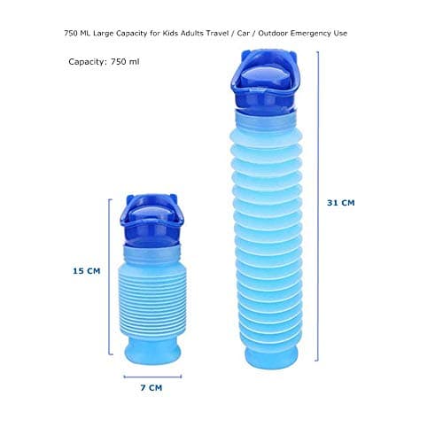 Yuhtech Emergency Urinal, Portable Reusable Shrinkable Camping Portable Toilet Urine Bottle Bag Travel Potty Urine Funnel for Unisex Men Women Kids — view 3