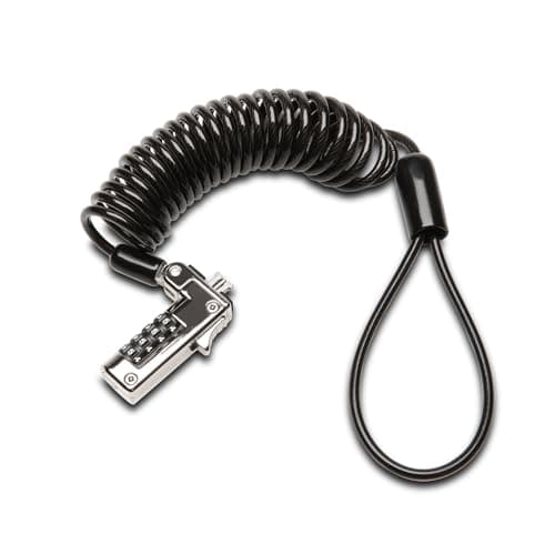 Kensington Slim NanoSaver Portable Combination Lock, Lockhead Security Protection with Self-Coiling Carbon Steel Cable, Pivoting Anti Theft Tether for Laptops & Devices (K60627WW)