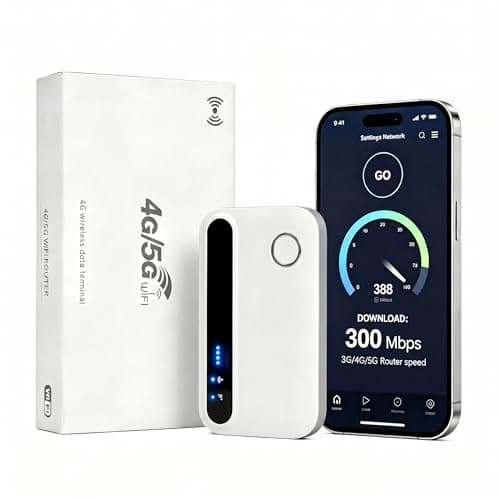 WiFi 6 Portable Router, 5G/4G+ Mobile Hotspot Unlocked, Connect 30 Devices, 300 Mbps Travel Internet