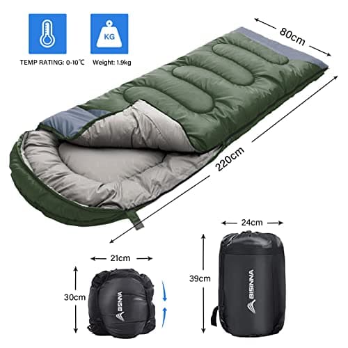 BISINNA Sleeping Bag with Pillow - 4 Season Lightweight Waterproof Warm Sleeping Bag with a compression sack for Adults, Women, Men's Outdoors Camping, Hiking — view 2