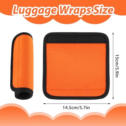 Yolev 2 Pack Luggage Handle Wraps for Suitcase, Bright Color Comfort Soft Handle Covers Suitcase Luggage Handle Wrap Luggage Tag Wraps Travel Accessories (Orange) — view 2