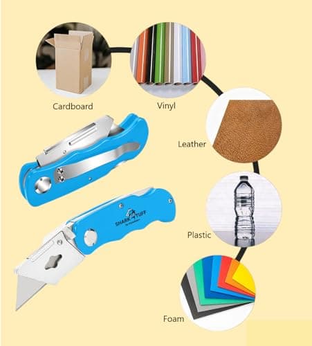 Shark-Tuff® Heavy Duty Folding Utility Knife with 10 Spare SK5 Blades | All Metal Sharp Craft Tradesman Camping Pocket Knife Cardboard Box Cutter with Belt Clip & Safety Lock UK Legal — view 5