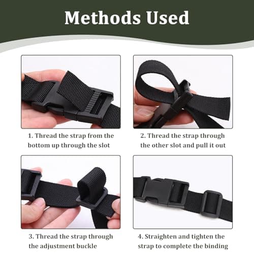 2 Pack Luggage Suitcase Straps 1.5m, Adjustable Utility Webbing Strap with Quick Release Buckle, Heavy Duty for Backpacking, Camping, Hiking, Sleeping Bag Compression, Suitcases & Gear – Black — view 4