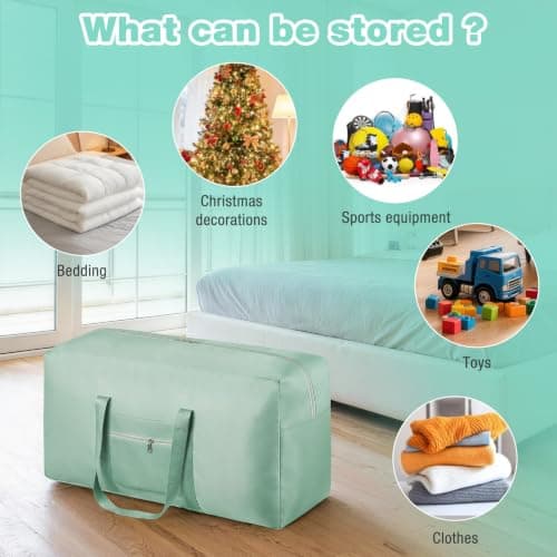 4 Pack Large Travel Duffle Bag, 96L Heavy Duty 600D Oxford Holdall with Luggage Sleeve, Foldable Weekender Travelling Bags for Men Women Hospital Camp (Blue&Green) — view 5