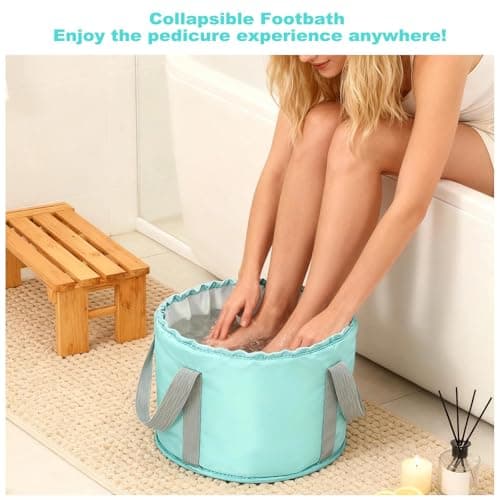 Collapsible Bucket for Soaking Feet with Storage Bag, Foot Bath Bowl, Foot Soak Bowl Foot Bath Massage Barrel for Camping Washing Fishing (Blue) — view 5