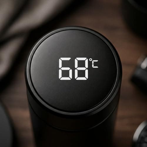 500ml Smart Vacuum Insulated Stainless Steel Water Bottle with LCD Temperature Display, Double Wall Leakproof Thermal Flask for Hot & Cold Drinks, Reusable Travel Bottle (Black) — view 3