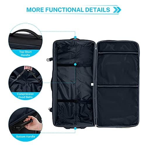 Gonex Wheeled Duffel Bag 100L Water-Repellent Rolling Luggage with Wheels Travel Holdall Bag for Men Women 33 inch, Navy Blue — view 4