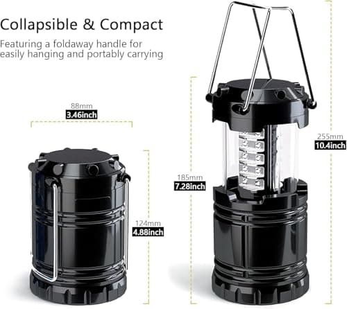 FRLONE Camping Lantern, 4 Pack Brightness Adjustable LED Camping Lights, Collapsible IPX4 Waterproof Survival Lanterns for Power Outages, Home Emergency, Camping, Hiking, Hurricane — view 5