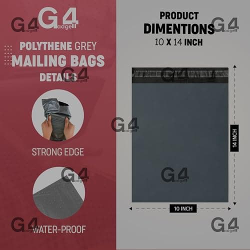 G4GADGET 100x 10 x 14 Inch Large Mailing Bags – Tear-Resistant, Waterproof Poly Bags for Shipping – Ideal for Packing Clothes & Parcels, Strong Self-Seal — view 4