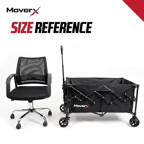 MoverX 220L Festival Trolley on Wheels, Folding Wagon, Portable Camping Cart, Collapsible Foldable Trolly for Beach Outdoor Garden Picnic Shopping Fishing, Wide Wheels, Adjustable Handle, Black — view 4