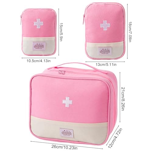 ViEinkaufen 3 Pack Pink Empty First Aid Kit Bags — view 2