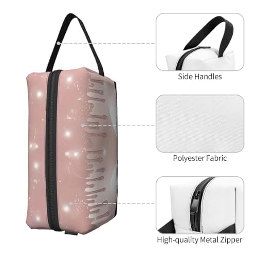 ZhRiYan Travel Cosmetic Bag â€“ Reusable Dopp Kit with Rose Gold Eyelashes Full-Sided Print for Toiletry, Makeup, Accessories, and More, White, One Size, White, One Size — view 3
