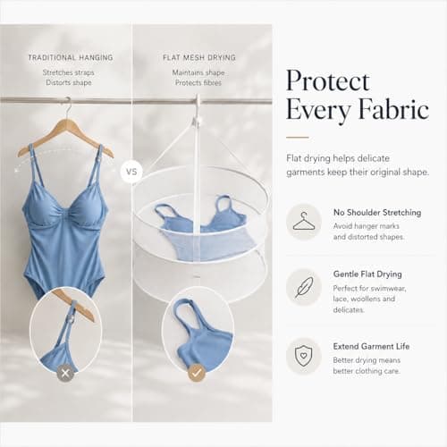 Hanging Mesh Drying Rack for Cruise Ship, Foldable Anti-Deform Laundry Dry Net with 2 Heavy-Duty Magnetic Hooks, Portable Delicates Dryer for Camping, Cruise Ship, Caravan, Lingerie, Socks, Swimwear — view 5