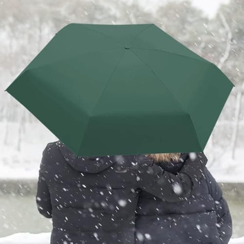 Sykerout Compact Travel Umbrella - Lightweight, Windproof, UV Protection, with Capsule Case, Perfect for Women's Handbags (Dark green) — view 5