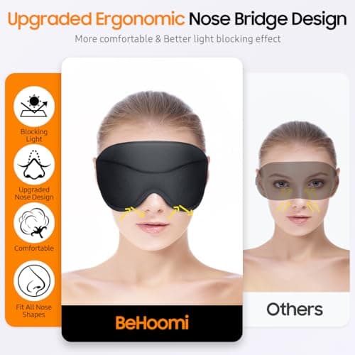 Sleep Mask, Premium Eye Mask for Sleeping, Total Blackout, Super Soft Comfort, Adjustable Fit, Upgraded 3D Ergonomic Designed Sleeping Mask for Home, Office, Travel, Meditation, Yoga, Black — view 2