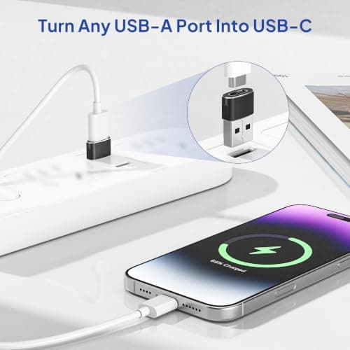 Elebase USB to USB C Adapter for iPhone 17 4Pack,USBC Car Charger Adapter — view 2