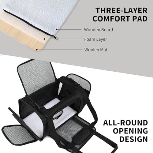 Yipincover Carriers Soft-Sided Pet Carrier for Medium Large Cats Dogs Under 35Lbs,Breathable Mesh Ventilation Design,Airline Approved Cat Carrying Case(X-Large,Black) — view 2
