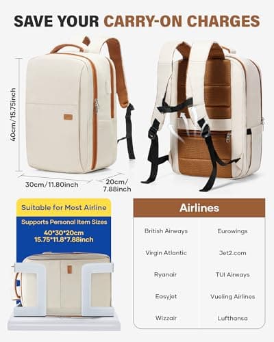 CADOLIM Vacuum Backpack Travel Bag With Pump,Large Travel Backpack for Women Men Ryanair 40x30x20 Underseat Hand Luggage Bag Carry On Cabin Size Flight Rucksack Fit 14/15.6 Inch Laptop Black — view 2